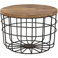 Table Basse Ronde En Bois Recyclé Et Acier (Ø62 Cm) Ket Noir