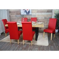 6x Chaise De Salle À Manger Chaise M37 Similicuir Mat, Rouge, Pieds Clairs