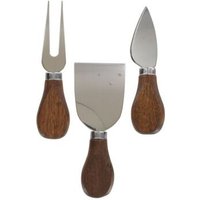 Fackelmann 40912 Set 3 En 1 De Couteaux À Fromage, Couteaux À Fromage, Coupe Fromage, Bois, Acier Inoxydable, 12,5 Cm