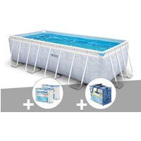 Kit piscine tubulaire Intex Chevron rectangulaire 4,00 x 2,00 x 1,00 m + 6 cartouches de filtration + Bâche à bulles