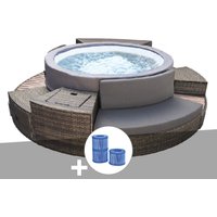 Spa portable Netspa semi-rigide Vita Premium rond Bulles 4-6 places + Mobilier + 3 cartouches de filtration