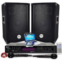 PACK SONO DJ 600W + AMPLI Evidence Acoustics Hifi Stéréo avec Bluetooth USB Carte SD, Radio FM, 2 microphones Karaoké