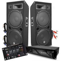 Pack DJ sonorisation BM SONIC PA Enceintes 2x15"/38cm 4000W bassreflex + Ampli 3000W avec Table de mixage Ibiza + CABLES