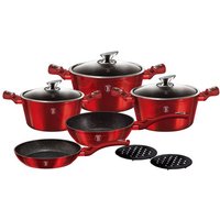 Batterie De Cuisine À Induction 10 Pièces Aluminium Antiadhésif Sans Pfoa, , Rouge, Berlinger Haus, Burgundy