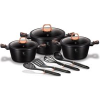 Batterie De Cuisine À Induction 10 Pièces Aluminium Antiadhésif Sans Pfoa, , Noir, Berlinger Haus, Black Rose
