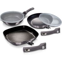 Set 2 Poêles À Frire Et Poêle À Griller Induction 20-24-28 Cm, Poignées Amovible, , Gris Foncé, Berlinger Haus, Carbon Pro