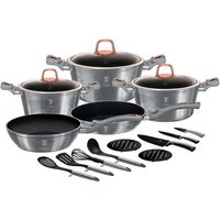 Batterie De Cuisine À Induction 17 Pièces Aluminium Antiadhésif Sans Pfoa, , Gris, Berlinger Haus, Moonlight