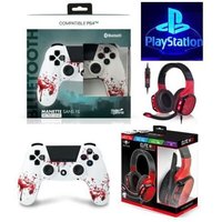 Manette PS4 Playstation Bluetooth ZOMBIE CAMOUFLAGE + Casque PRO-EH60 Rouge SPIRIT OF GAMER pour PLAYSTATION SONY PS4 PS5