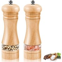 Moulins À Poivre Et Sel, Salieres Et Poivrieres Bois, Réglables Avec Broyeur À Épices En Céramique, Moulin Classique Poivrière, Lot De 2 6inch