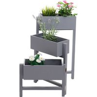 Étagère À Plantes T275, Étagère Sur Pied Porte-Fleurs Jardinière, 65x108x15cm, Bois Shabby-Look Vintage Gris-Bleu