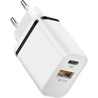 Chargeur Mural Double Port Pd+Qc 3.0 Avec Bande Noir Pour Oppo Reno 8 Pro 5g / 8 Lite / 8 / 7 Lite / 6z / 6 Pro / 6