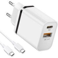 Chargeur Rapide 2 Port + Câble Usb-C 1m Pour Oppo A15 A16 A16s A52 A53 A53s A54 5g - E.F.Connection