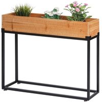 Lit Surélevé Hwc-L32, Bac À Plantes Bac À Fleurs Bac À Légumes, Bois-Acier 62x80x16cm Châssis Noir, Naturel
