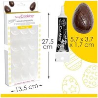 Moule Rigide Pour 6 Oeufs En Chocolat + Stylo De Glaçage Noir