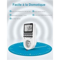 Prise Programmable Digitale, Minuterie Numérique Hebdomadaire avec Ecran LCD, Minuterie Prise Electrique 12H/24H/7Jours, Économie d'Energie Pour