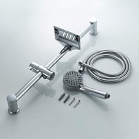IBERGRIF M20903 Ensemble Barre de Douche 55 CM, Douchette, Flexible, Porte-Savon, Chrome, Argent