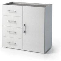 Armoire Blanche Avec Porte Et Tiroirs Et Plateau Gris Ciment