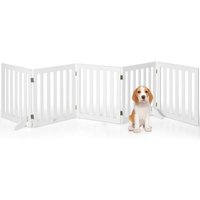 COSTWAY Barrière de Sécurité pour Chien 5 Panneaux avec 2 Pieds de Soutien 254x60 CM Barrière Modulable Pliable pour Animaux Blanc