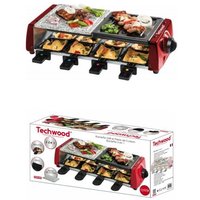 "Appareil Raclette 8 PERS-Grill-Plancha-Pierre de Cuisson 1200 W 8 poêlons Noire/Argent Grilles antiadhésives et amovibles cadeau de"
