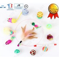 Td® Ensemble De Jouets Pour Chats Animaux Interactifs Pas Cher A Plumes Souris Canne A Peche Balle Lot Chenille Set Pack 12 Pieces