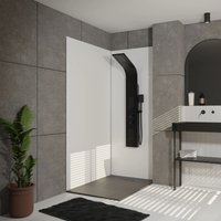 Colonne de douche Effet Pluie - 140x20cm - Acier inoxydable brossé Noir mat