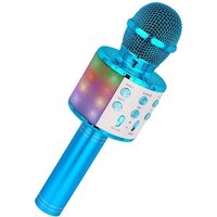 Microphone Sans Fil Karaoké, Microphone Bluetooth 4 en 1 Portable Lecteur Karaoké avec Lumières LED de Danse, pour Fête Chanter Idée Cadeau Enfants