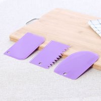 Ensemble De Grattoir À Crème Coloré, Multifonctionnel, Bord Irrégulier, Outils De Moule À Gâteau, 3 Pièces/Ensemble