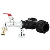 Kit couplage cuve - Raccord Té Ø32 mm + Robinet laiton chromé 15 mm + Nez 20/27