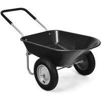 COSTWAY Brouette de Jardin 2 Roues Pneus Pneumatiques Ø35cm 141L Charge Max 100KG Résistante en Fer pour Jardinage/Maçonnerie Noir