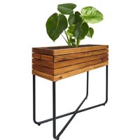 Jardinière Hwc-L25, Bac À Fleurs, Rectangulaire 60x62x22cm Outdoor Acier Acacia Bois Certifié Fsc, Marron