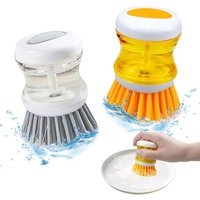 2 Pièces Brosse Vaisselle avec Reservoir, Ronde Brosse à Vaisselle avec Distributeur de Liquide, Brosse Nettoyage Cuisine avec Distributeur de Savon