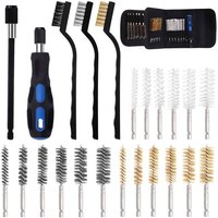 Lot de 24 brosses métalliques 3 matériaux 6 tailles avec kit de brosse à lamelles en acier inoxydable, laiton, nylon avec poignée et brosse de
