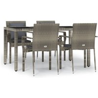 Vidaxl Ensemble De Salle À Manger De Jardin 5 Pcs Avec Coussins Gris