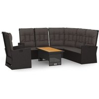 Salon De Jardin 3 Pcs Avec Coussins Noir Résine Tressée
