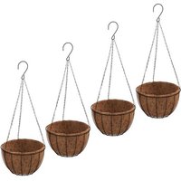 Jardinières Suspendues 4 Pcs Avec Doublure Coco Noir Ø 30x52 Cm