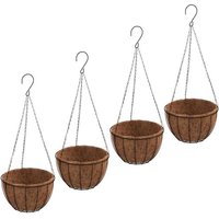 Jardinières Suspendues 4 Pcs Avec Doublure Coco Noir Ø 40x63 Cm