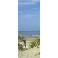 Papier peint panoramique intiss?, photo d'un bord de mer avec un ciel bleu avec en premier plan les dunes , 250 cm X 96 cm