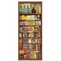 Sticker Décoratif Pour Porte, Trompe L'oeil Vintage, Étagère En Bois, Épicerie Ancienne, Emballages Et Bocaux Anciens, 204 Cm X 83 Cm
