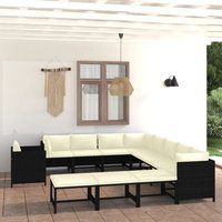 Vidaxl Salon De Jardin 12 Pcs Avec Coussins Résine Tressée Noir
