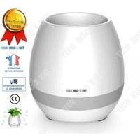 Td® Pot De Fleur Intérieur Extérieur Blanc Musical Bluetooth Lumière Haut Parleur Veilleuse Sans Fil Magique Smart Multifonction