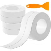 Joint Salle de Bain, Auto-Adhésif, Paquet 3 Rouleaux, Anti-Moisissure et Anti-Fuite, pour Les Éviers, les Toilettes, les Comptoirs, les Lavabod et
