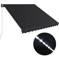 Vidaxl Auvent Manuel Rétractable Avec Led 300x250 Cm Anthracite