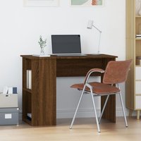 Bureau 100x55x75 Cm En Bois Contreplaqué Chêne Brun 2 Étagères Minimaliste À Fixation Murale