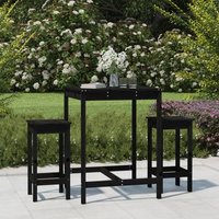 Vidaxl Ensemble De Bar De Jardin 3 Pcs Noir Bois De Pin Massif