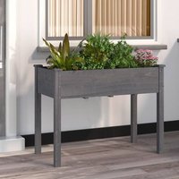 Vidaxl Jardinière Avec Doublure Gris 118x59x76 Cm Bois Massif De Sapin