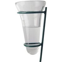 Pluviomètre en verre avec support en métal vert