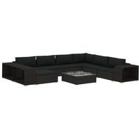 Vidaxl Salon De Jardin 10 Pcs Avec Coussins Résine Tressée Noir