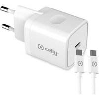 Celly Chargeur Réseau Usbc 20w Et Câble Usbc-Usbc Blanc