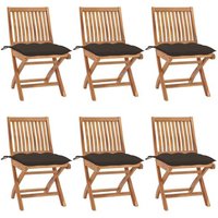 Vidaxl Chaises Pliables De Jardin Avec Coussins 6 Pcs Bois De Teck