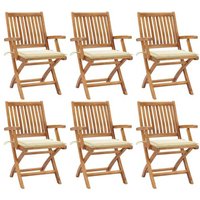 Vidaxl Chaises Pliables De Jardin Avec Coussins 6 Pcs Bois De Teck